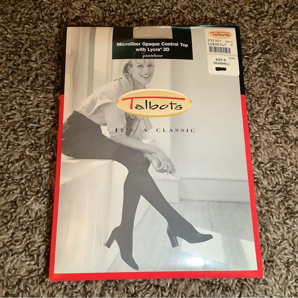 Talbots microfiber opaque control top pantyhose, color seashell, size: B